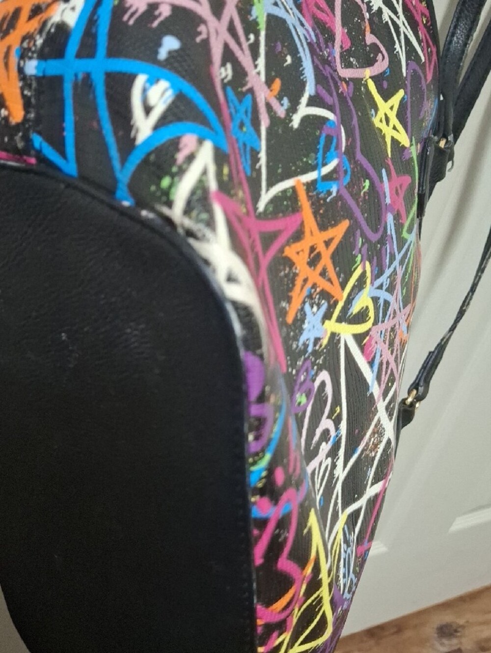 Betsey Johnson Black Multicolor Graffiti Heart Tote - Picture 6 of 15